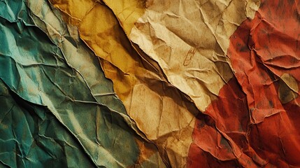 Crumbled tricolor flag, textured background, grunge detail, history