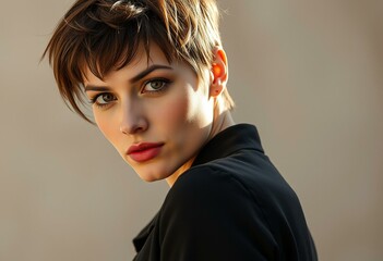 Portrait of a woman with masculine features in natural light