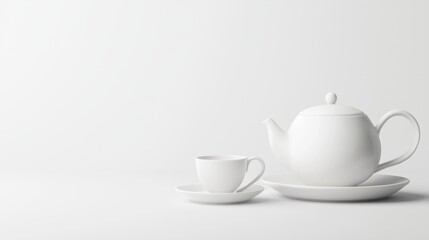 Fototapeta premium Minimalist Monochrome Tea Set with Clean Lines â€“ Stock Image