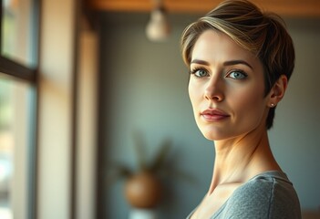Natural light portrait of a woman with masculine features