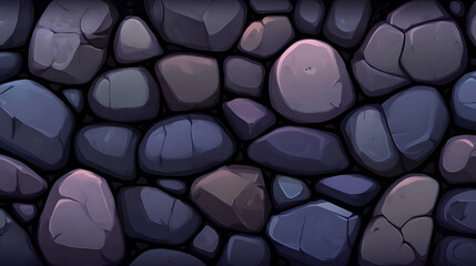 Cartoon Style Stone Wall Texture Seamless Pattern Background for Digital Game Art and Design Assets