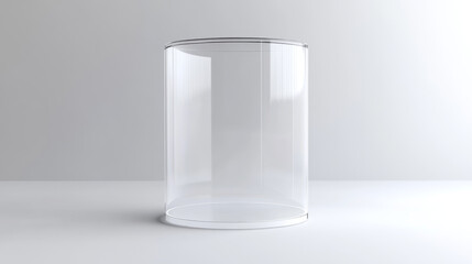 3d glass transparent clear stand podium display box isolated on background. Empty crystal pedestal platform for product showcase or presentation. Minimal realistic plastic square and cylinder stand
