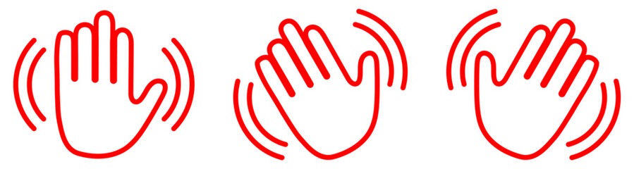 Set of Wave Hand Icon Hello Sign Symbol with Editable Strokes Vector Illustration © Haseen