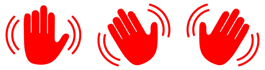 Set of Wave Hand Icon Hello Sign Symbol with Editable Strokes Vector Illustration