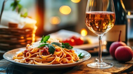 Romantic Italian Dinner: Pasta with Ros? Wine