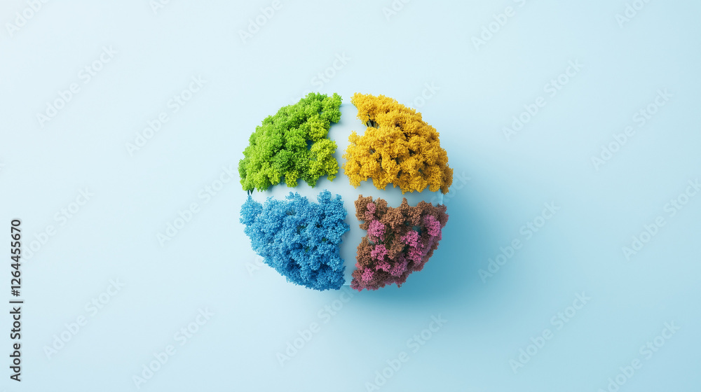Poster colorful abstract globe: a captivating abstract image of a globe divided into four quadrants, each f