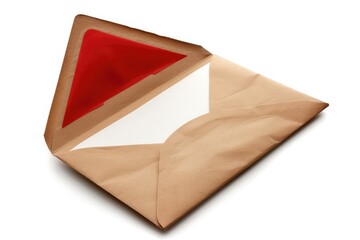 Open Envelope with Red Seal: A brown paper envelope with a red wax seal partially open, revealing a white interior. This image captures the anticipation of a letter waiting to be read.