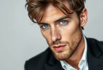 Portrait of a stylish man with a strong facial structure