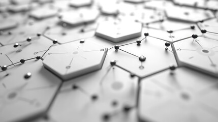 Abstract Hexagonal Network: A 3D Render of Interconnected Nodes