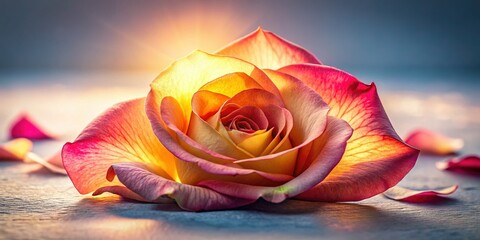 Delicate Sunset Rose Petal: Elegant & Natural Beauty Stock Photo