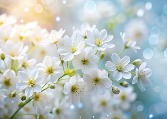Obraz premium Elegant White Flowers on Soft Blurred Background - Stock Photo
