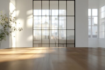 Sunny, Empty, Wooden Tabletop, Office Background