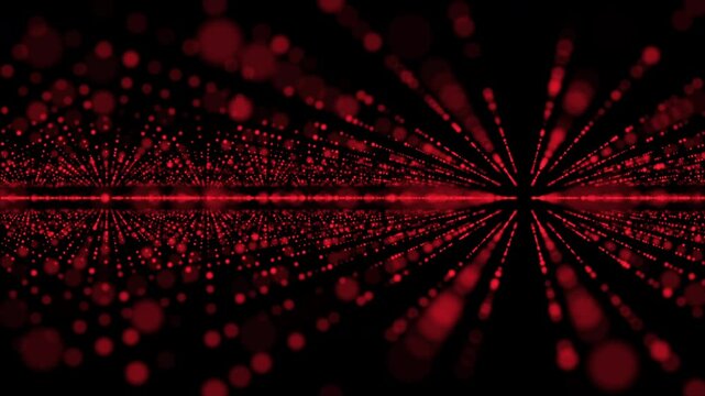 Big data visualization. Abstract futuristic infinite flow of scientific data. Network structure of an array of red dot points. Outer space Animated background with Trapcode Form.