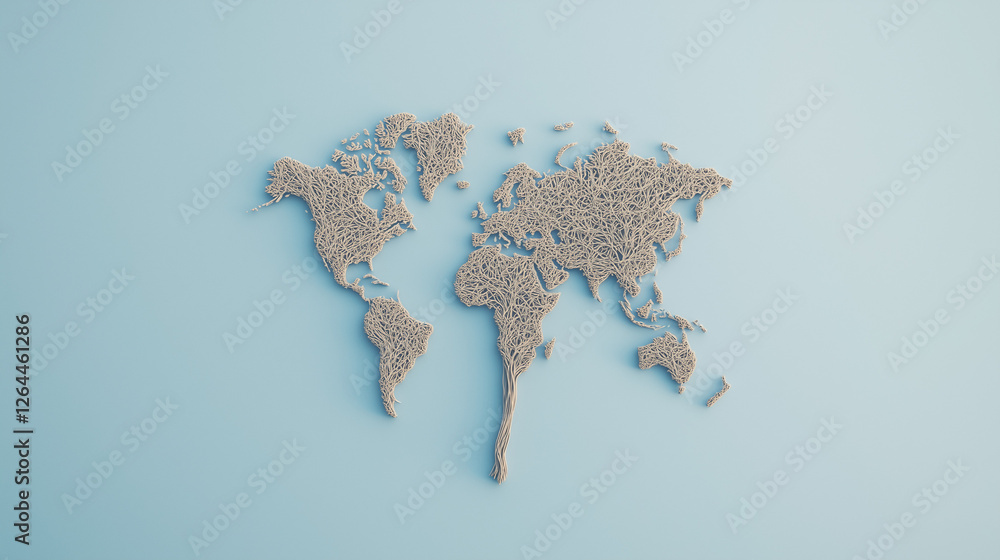 Poster world map grain texture: a textured world map crafted from grains, offering a unique and tactile rep