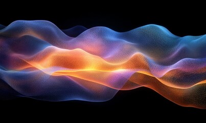 Abstract glowing chaotic layers forming vibrant polygonal grids, Generative AI