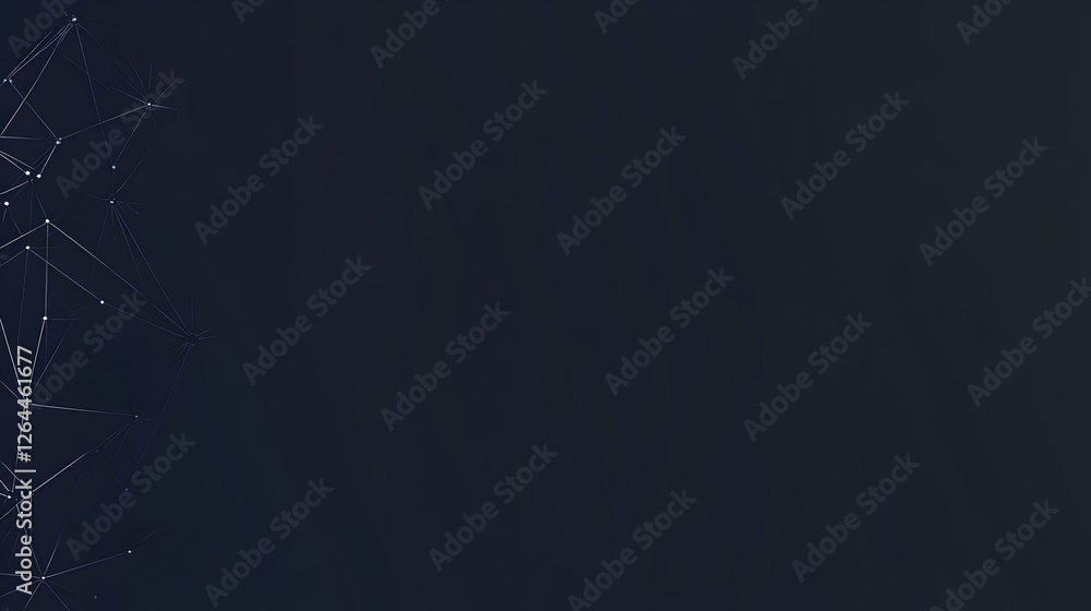 Poster abstract dark background with glowing constellation-like network pattern; ideal for technology, scie