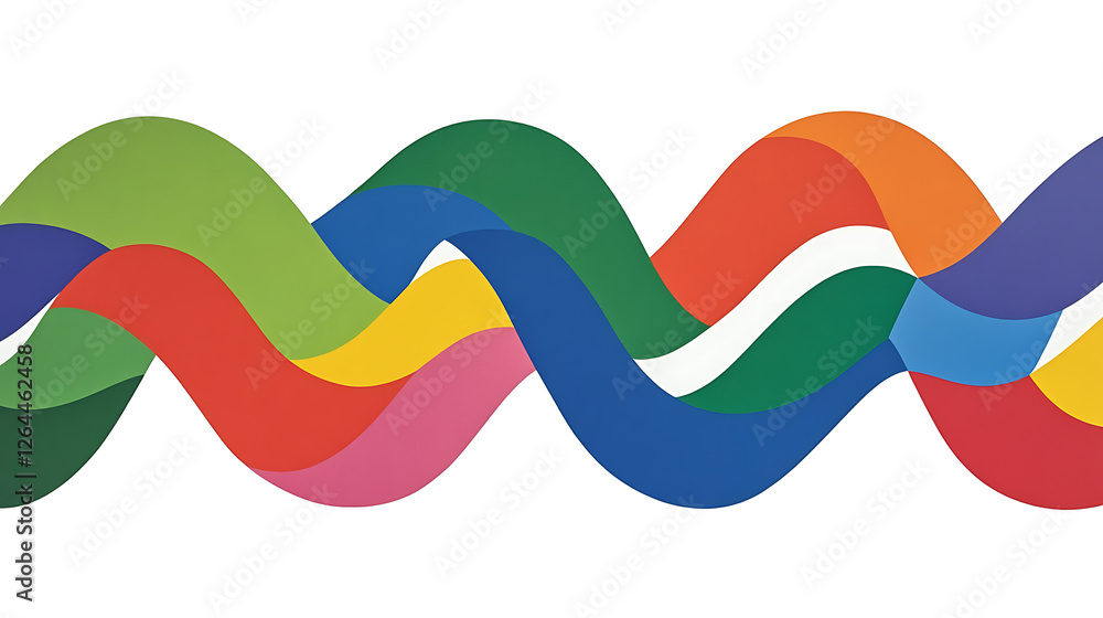 Poster colorful wavy lines intertwined abstract graphic representation vivid and dynamic flowing design