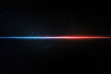 Obraz premium A horizontal streak of light with the edges glowing in red and blue hues against an all black background