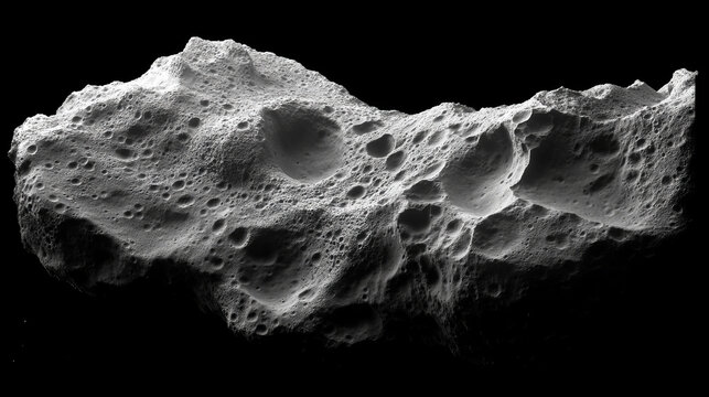 Stone asteroid belt realistic vector illustration. Meteor, space boulder or rock with craters flying in weightlessness isolated icon set on white background, various form