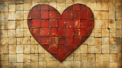 Rustic Heart Mosaic: A Symbol of Love and Enduring Affection