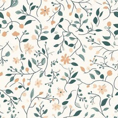 Minimalistic floral seamless pattern with greenery