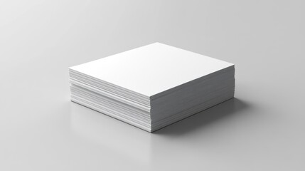 Fototapeta premium Stack of Blank Square Papers Mockup: Clean Minimalist Design for Branding and Presentation
