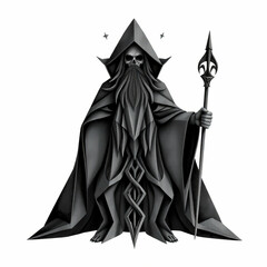 Obraz premium Monochromatic depiction of a spectral sorcerer with an eerie presence