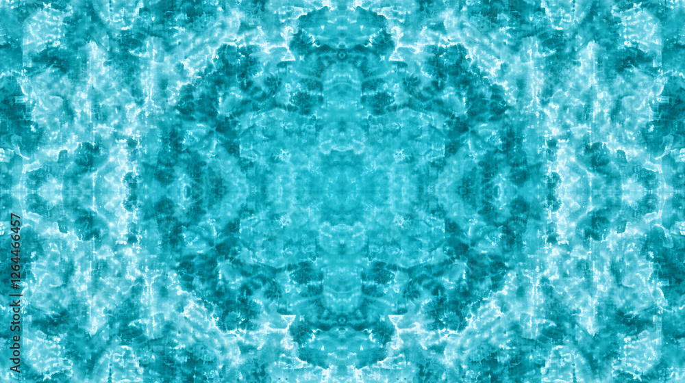 Aufkleber cyan fractal kaleidoscope pattern design decorative abstract backdrop art for wall or print material
