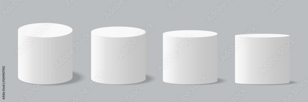 Poster different sizes and perspective 3d podium set. vector stage isolated on grey background
