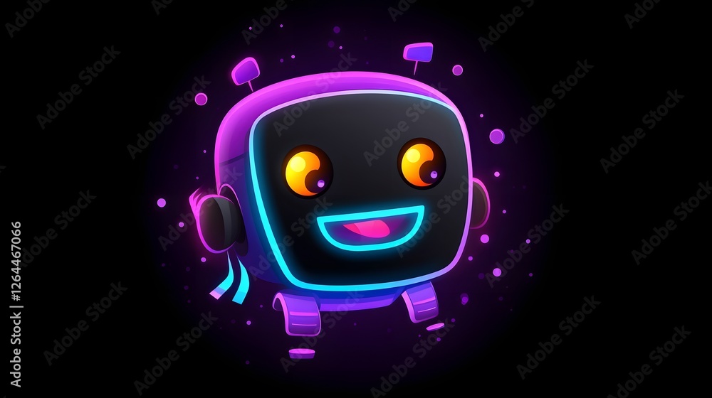 Aufkleber futuristic digital assistant chatbot icon with vibrant neon style interface elements representing th