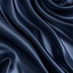 Obraz premium A close-up of dark blue satin fabric, showcasing smooth texture and flowing waves.