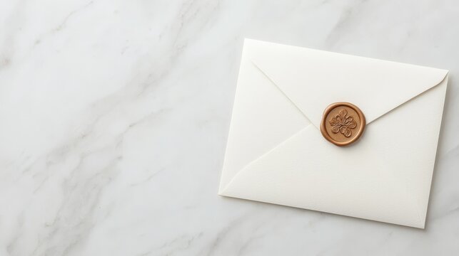 an elegant wedding invitation envelope sealed with a wax seal