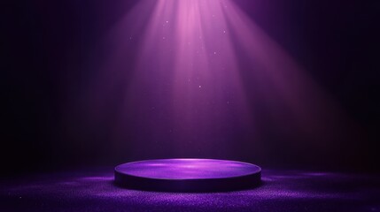 Violet banner dark bokeh particles glitter awards dust gradient abstract background. Futuristic glittering in space on violet background blank empty.