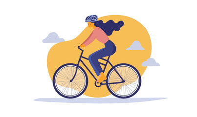 Minimalist Vector Illustration of Person Cycling for Fitness and Leisure in Flat Style