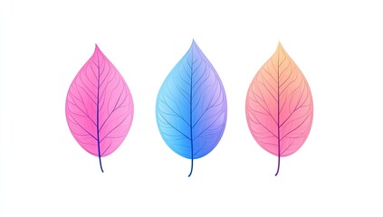 Obraz premium Colorful gradient leaves on white background
