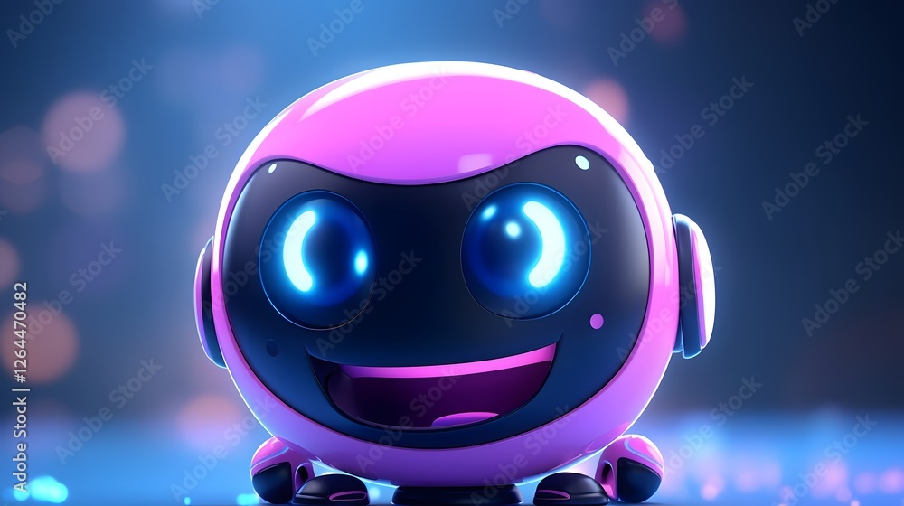 Poster glowing futuristic chatbot interface with icon and conversation bubbles