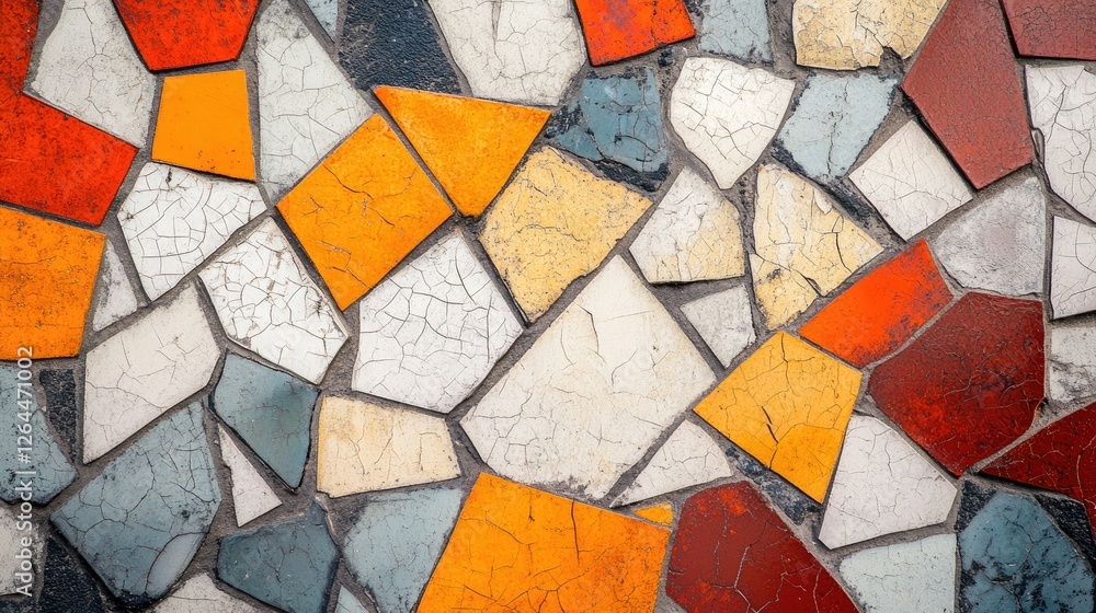 Poster an abstract background featuring a mosaic of fragmented shapes and shades, giving a modern and artis