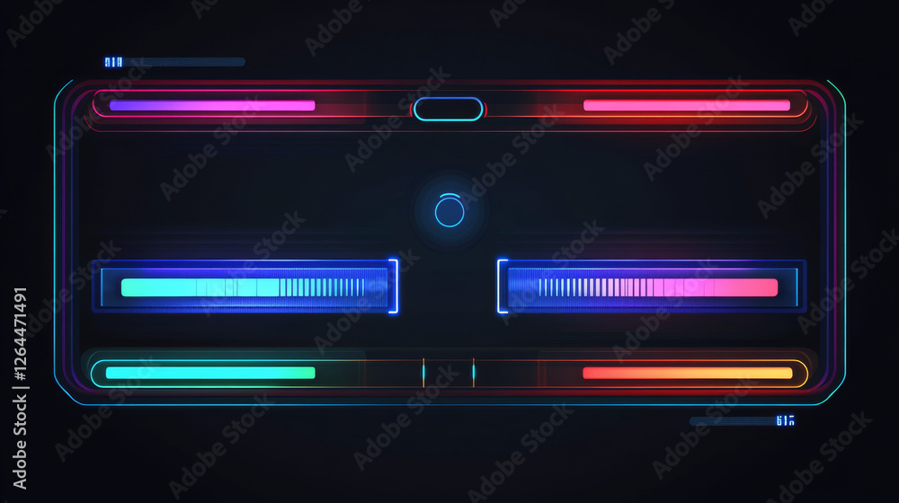 Poster set of game frames, bars and menu buttons cartoon interface elements. empty borders with banners, ui