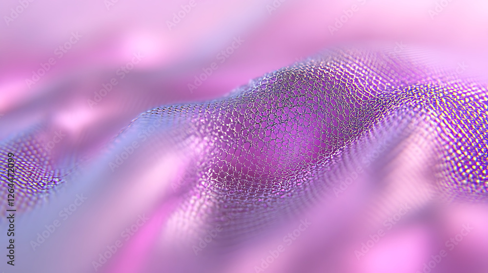 Poster delicate iridescent fabric texture with intricate mesh weave in subtle light and shadow play