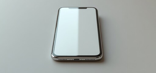 Sleek Silver Smartphone Mockup: Blank Screen for App Presentation