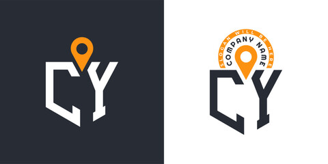 CY Location Logo Bundle. Letter CY Logo Dual Vector Icons for Recruitment and Navigation