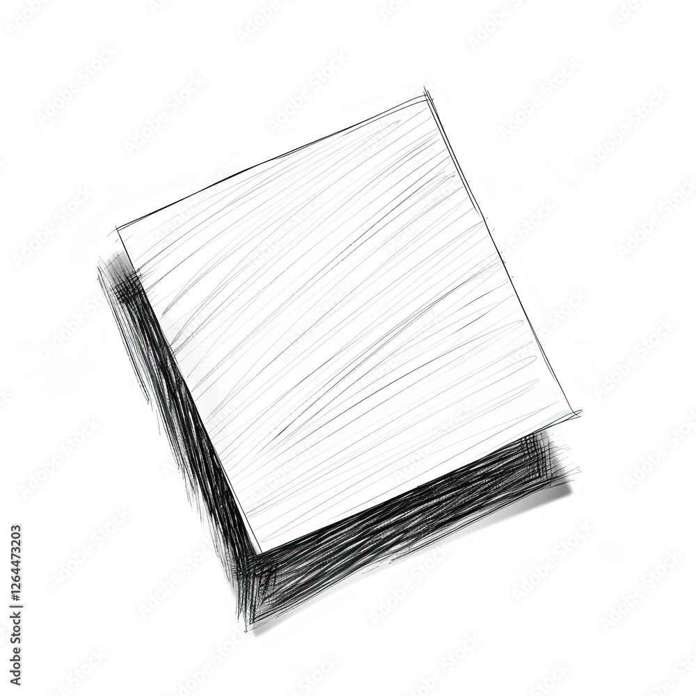 Poster a simple sketch of a tilted square with textured shading. isolated on white background