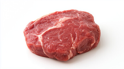 Fototapeta premium Prime Cut of Beef: A close-up of a raw, marbled ribeye steak, showcasing the rich red color and intricate marbling. This succulent cut is ready for grilling, pan-frying.