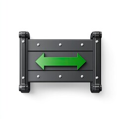 Obraz premium Black directional sign with green arrows on white background