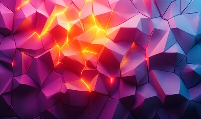 Obraz premium Abstract gradient shards forming a glowing low-poly surface, Generative AI