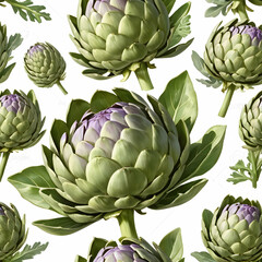 Obraz premium fresh and healthy artichoke isolated on a clean white background, showcasing its vibrant green color and high-quality texture, perfect for a nutritious meal
