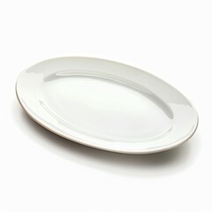 A white oval platter, designed for serving food elegantly. isolated on white background