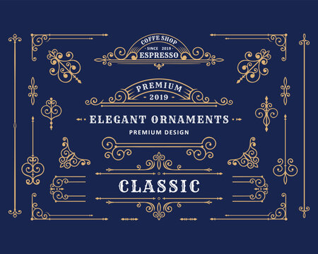 Classic ornament frame, border set. Vintage Greeting Card Template. Retro Luxury Invitation, Vintage Frame, Vector ornamental Frame. Vintage Background. Ornate vintage borders and frames.