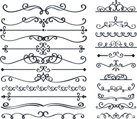Obraz premium Set of decorative divider elements. Divider ornament, borders, floral, separators, page dividers, header