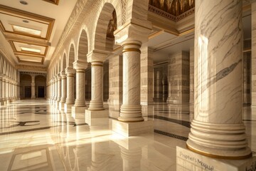 Magnificent Prophet's Mosque Columns and Marble Floor